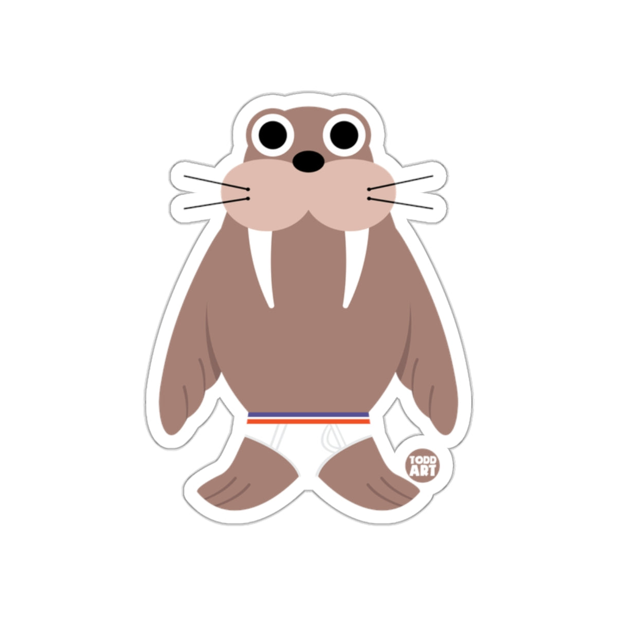 Cartoon Walrus with Shorts Cute Sticker Design