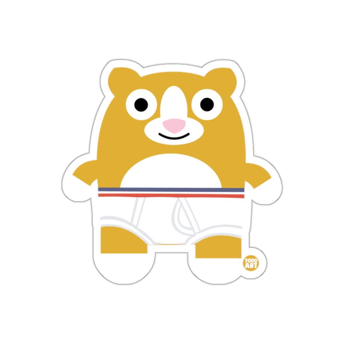Cute Cartoon Bear with Striped Underwear Sticker
