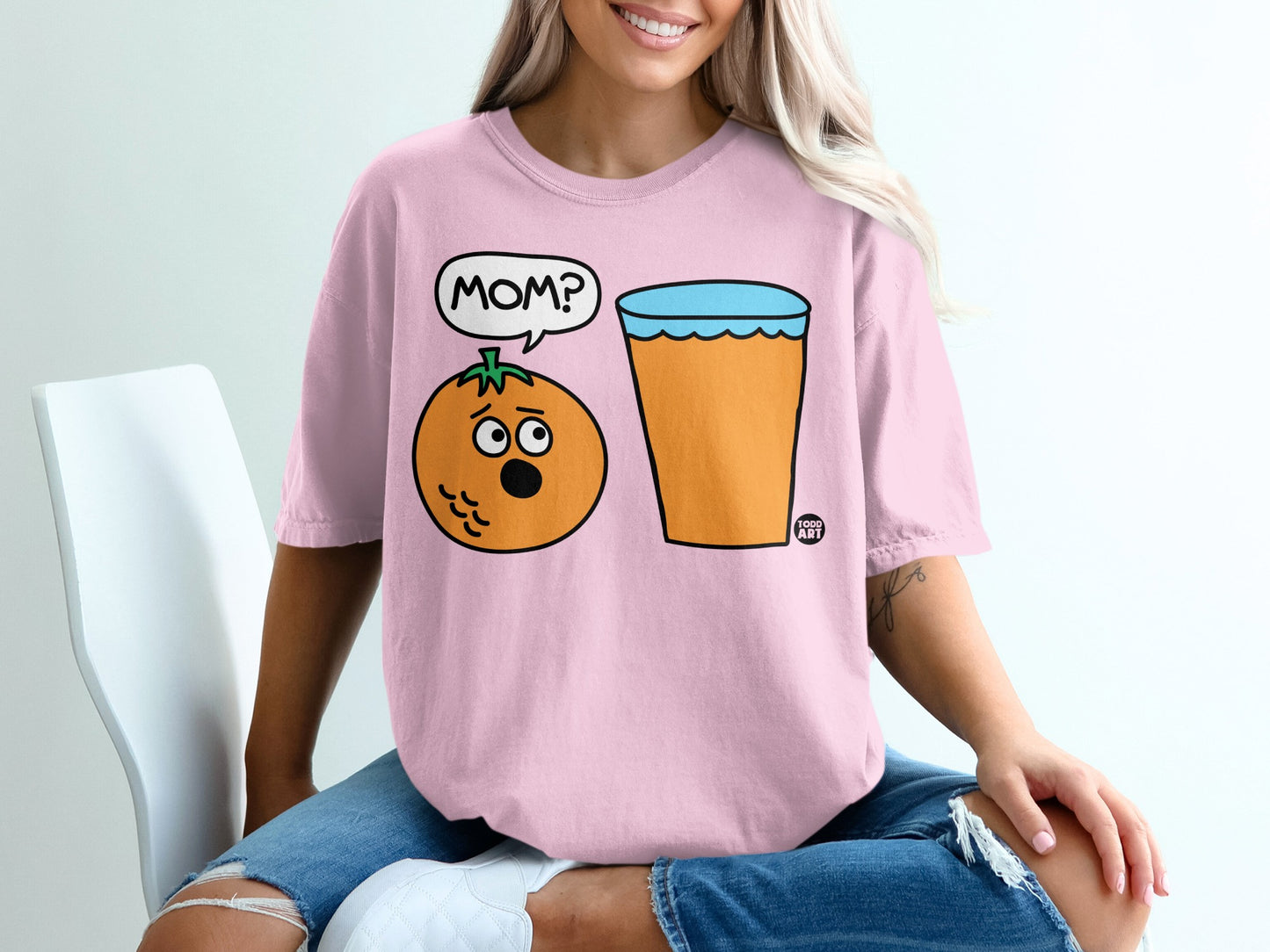Funny Cartoon Orange Asking MOM Question Juice Art product type
