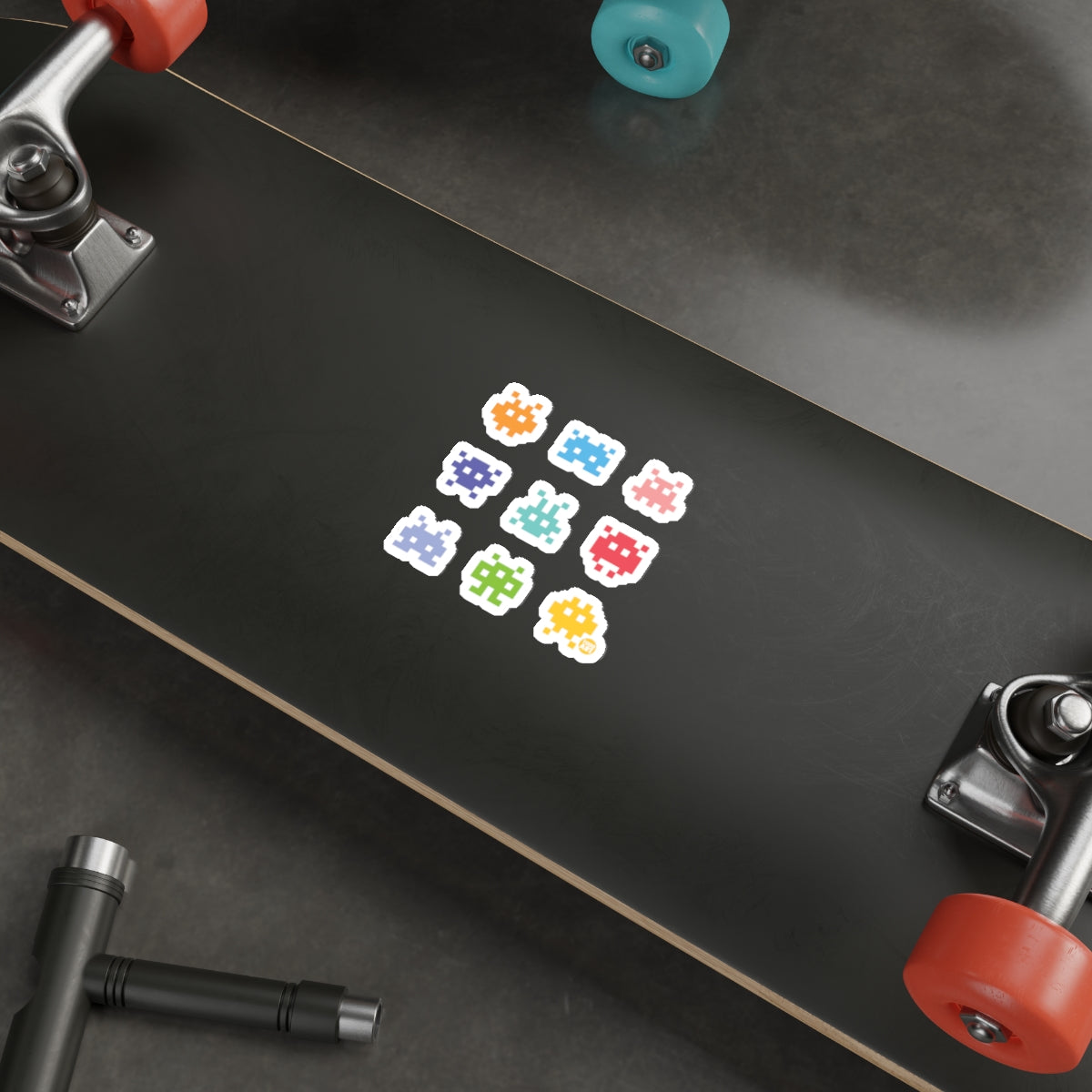 Colorful Retro Pixel Art sticker Skateboard Product