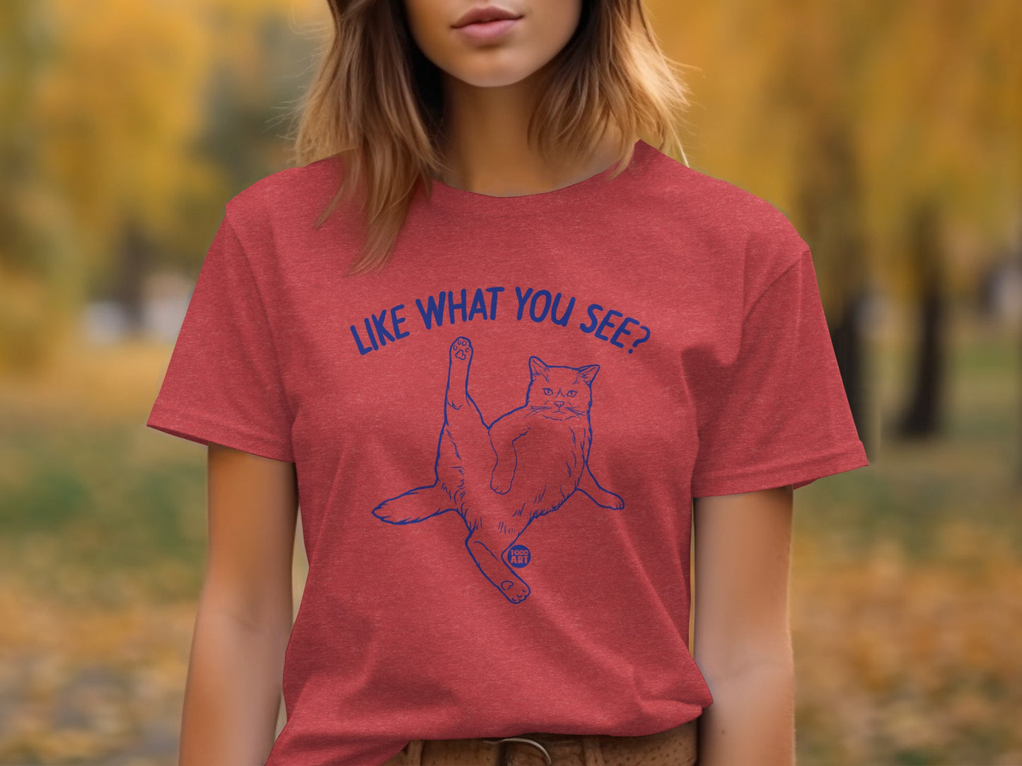 Like What You See Cat Graphic Red T-Shirt