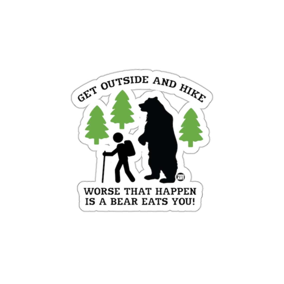 Get Outside and Hike Funny Bear Attack Sticker