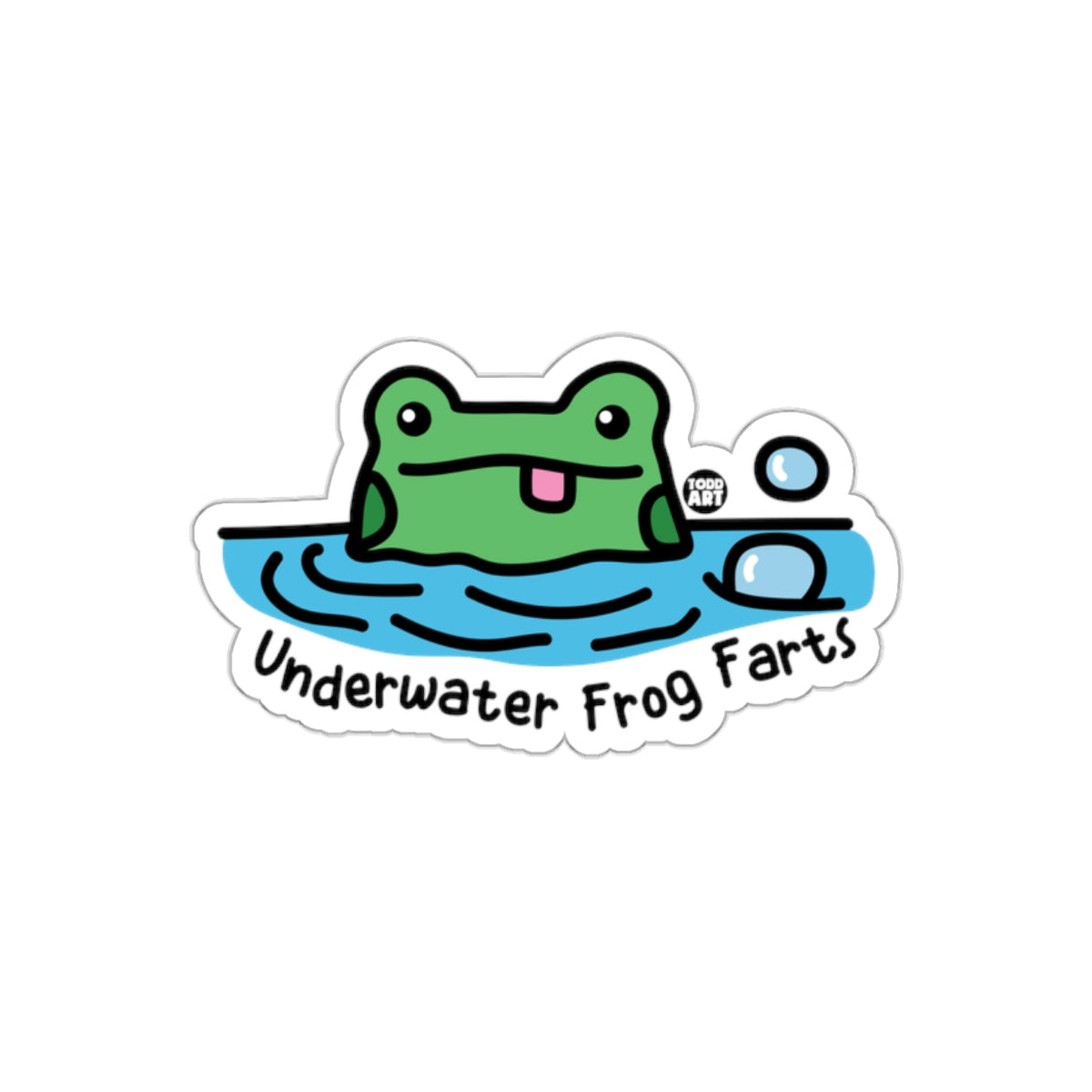 Funny Underwater Frog Farts Bubble Cartoon Sticker