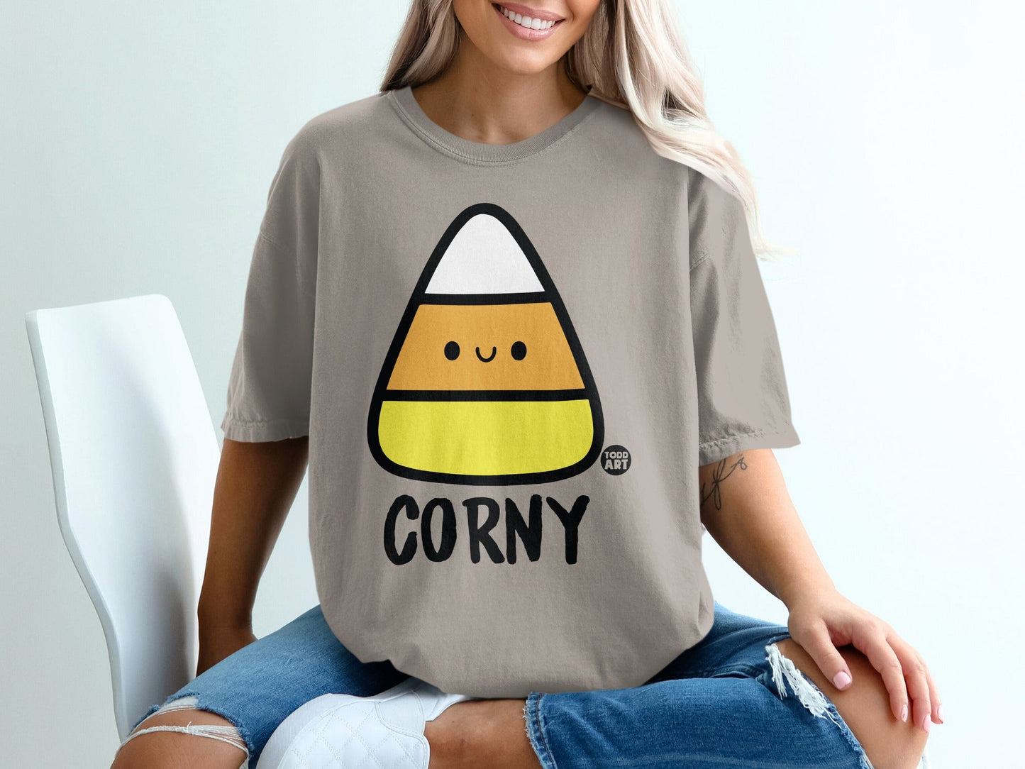 Corny Cute Candy Corn Graphic Oversized T-Shirt Product