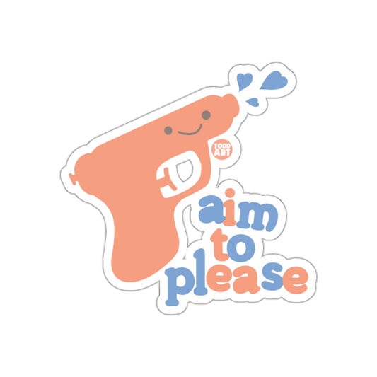 Aim to Please Cute Water Gun Themed Sticker
