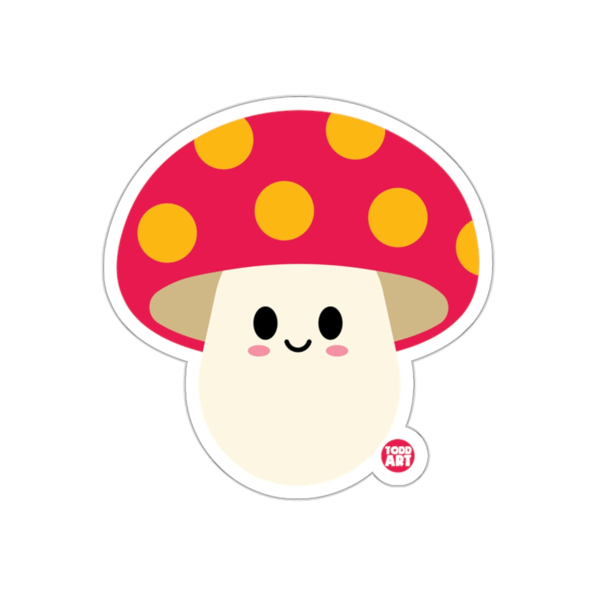 Cute Smiling Mushroom Cartoon Illustration Sticker