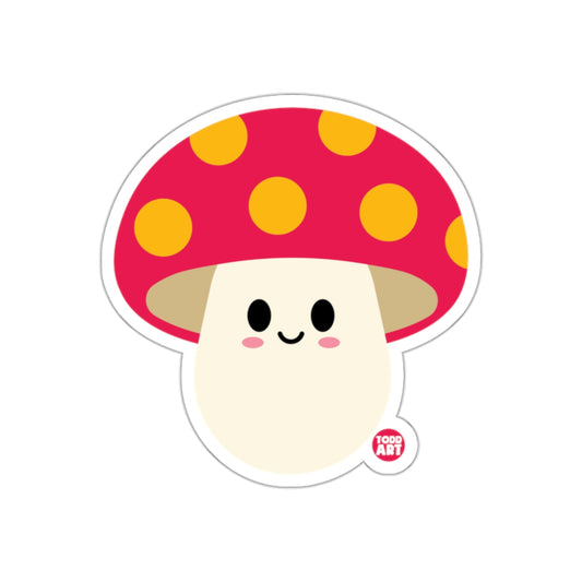 Cute Smiling Mushroom Cartoon Illustration Sticker