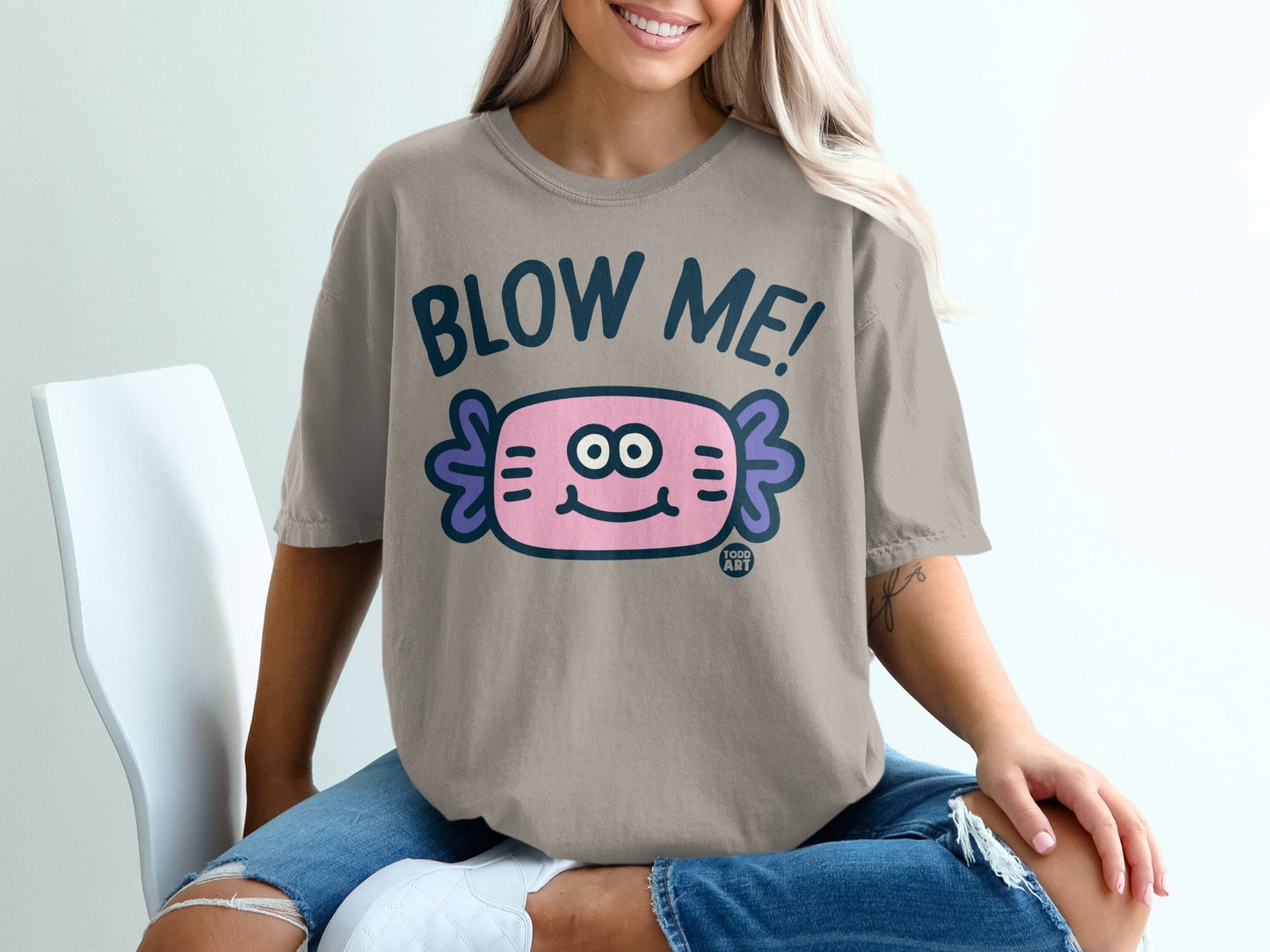 Blow Me Pink Axolotl Funny Graphic Tee Shirt