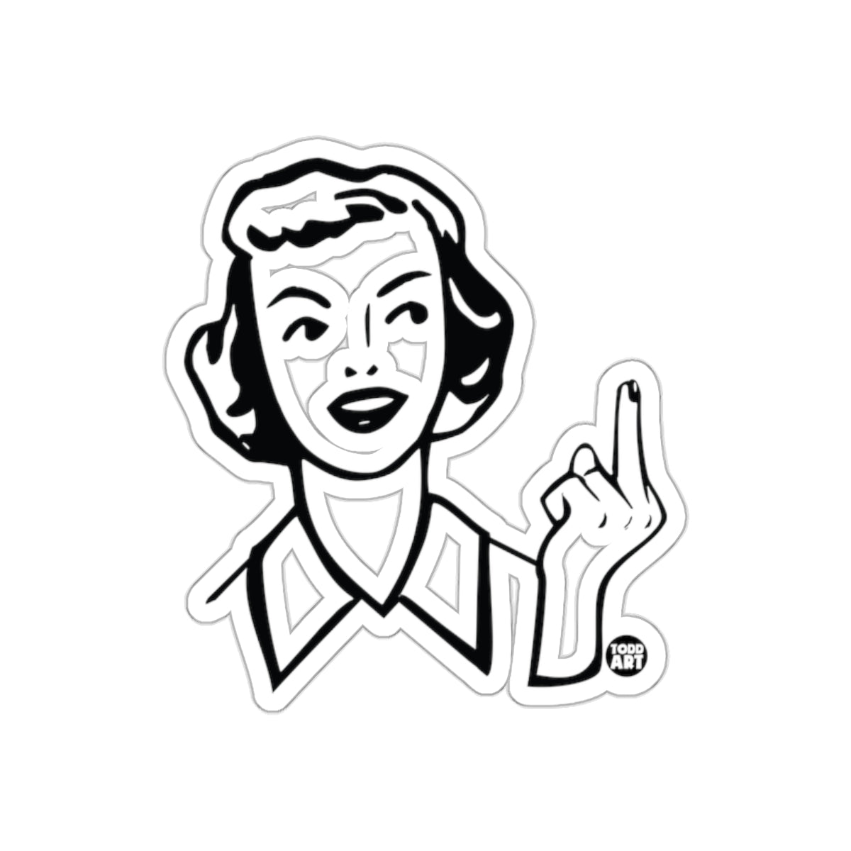 Cartoon Woman Giving Middle Finger Sticker Product