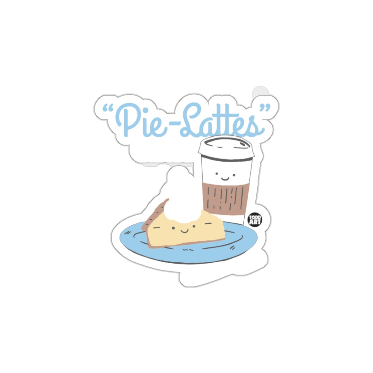 Cute Pie Lattes Sticker with Adorable Coffee and Pie Art
