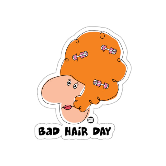 Bad Hair Day Character with Curlers Art Sticker