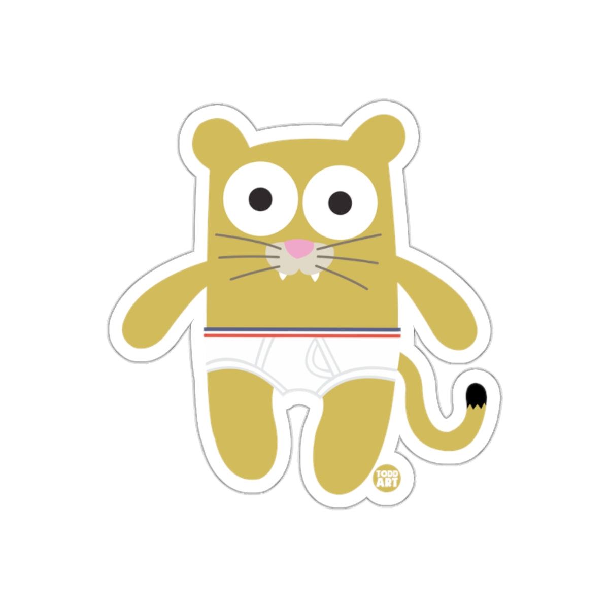 Cartoon Yellow Cat Character Art Sticker Design