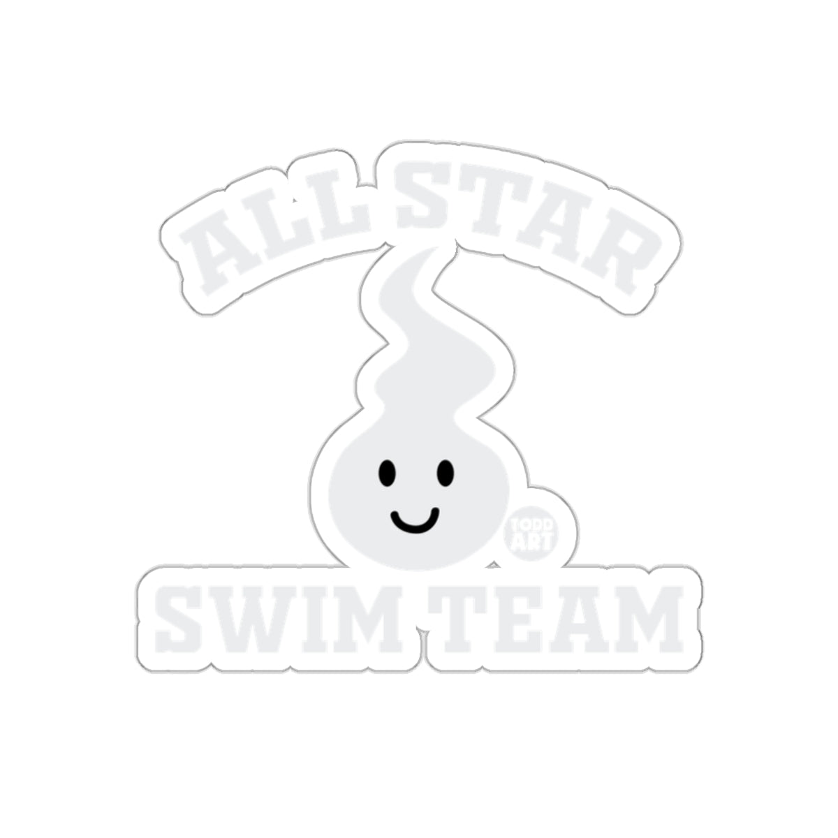 All Star Swim Team Sticker with Cute Face Todd Art Design
