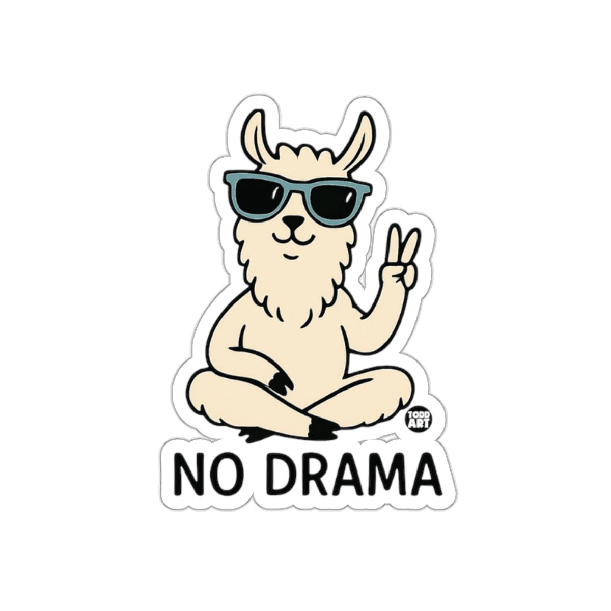 No Drama Peace Sign Sunglasses Llama Sticker