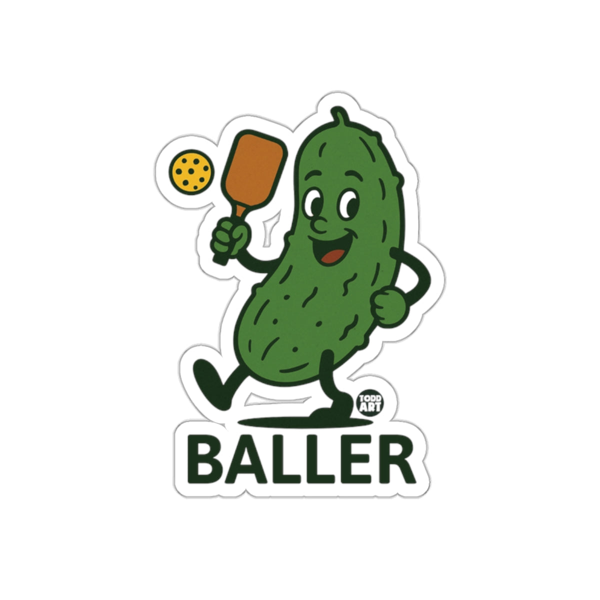 Pickle Baller Pickleball Dude with Paddle Artwork Stickers