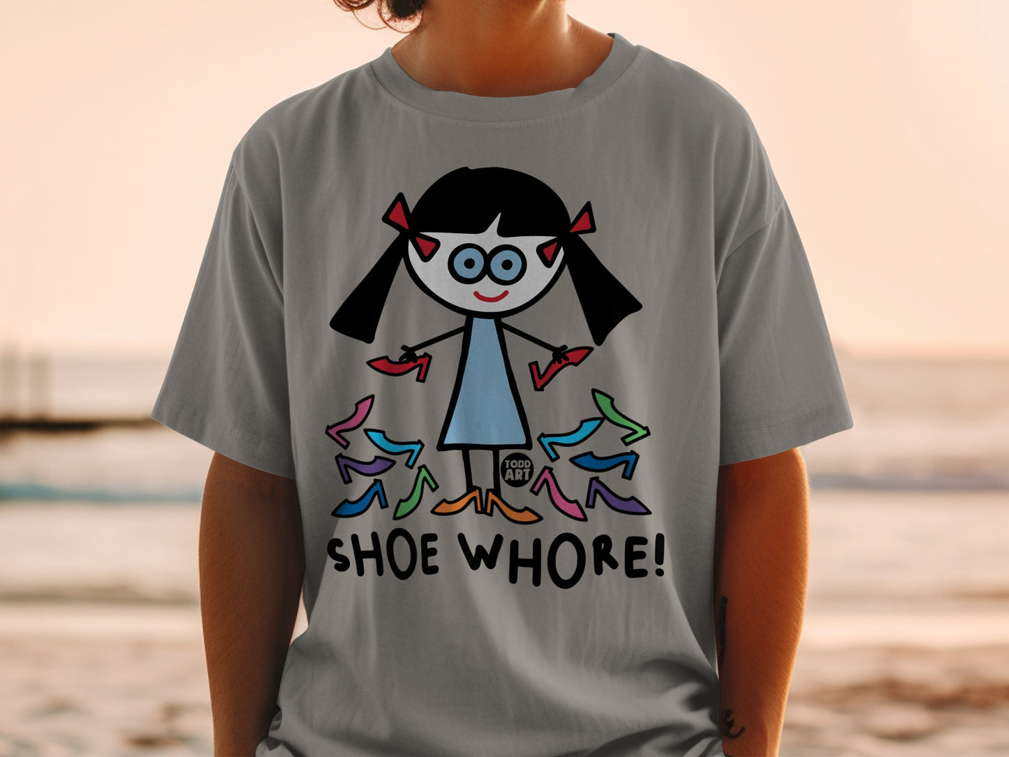 Funny Graphic Print Shoe Whore T-Shirt for Shoe Lovers
