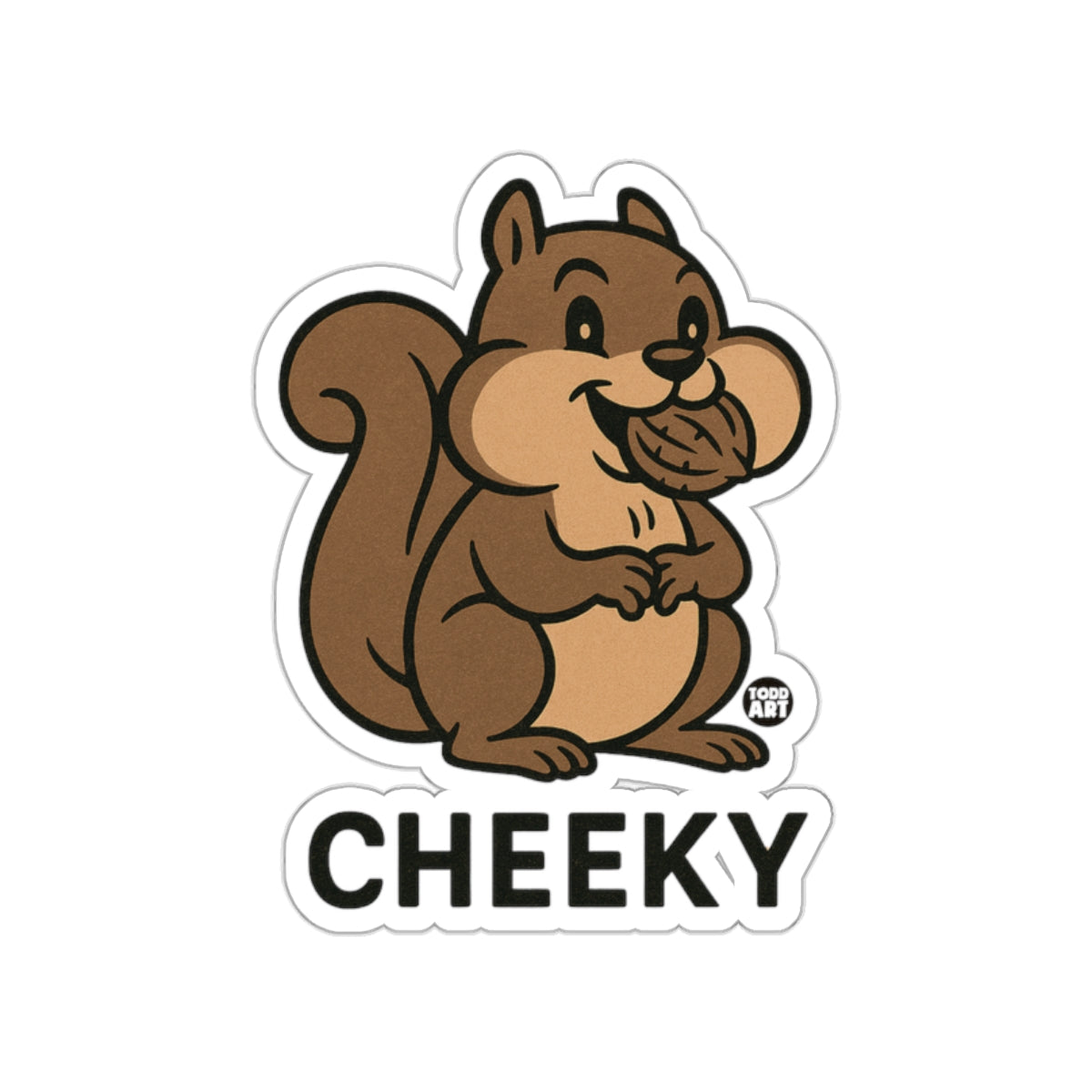 Cheeky Squirrel With Nut Illustrated Design Cute Stickers