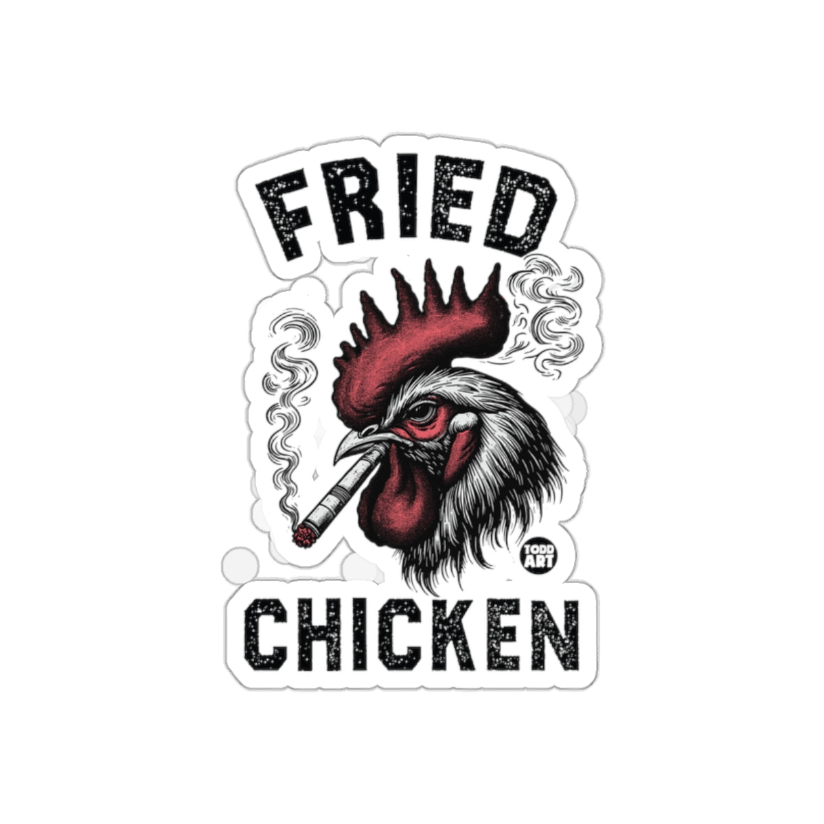 Fried Chicken Smoking Rooster Sticker Funny Art