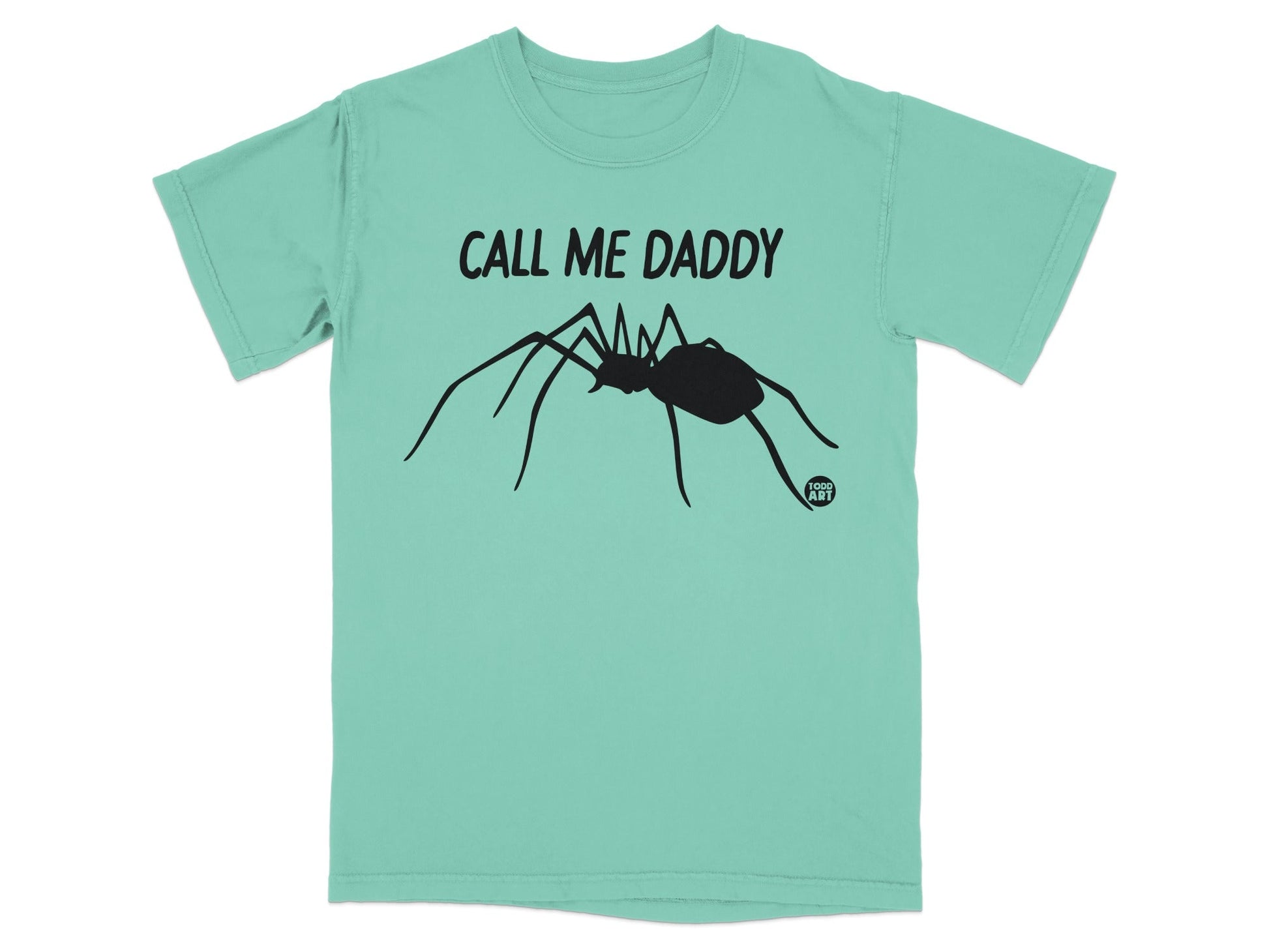 Call Me Daddy Spider Design on Mint Green T-shirt