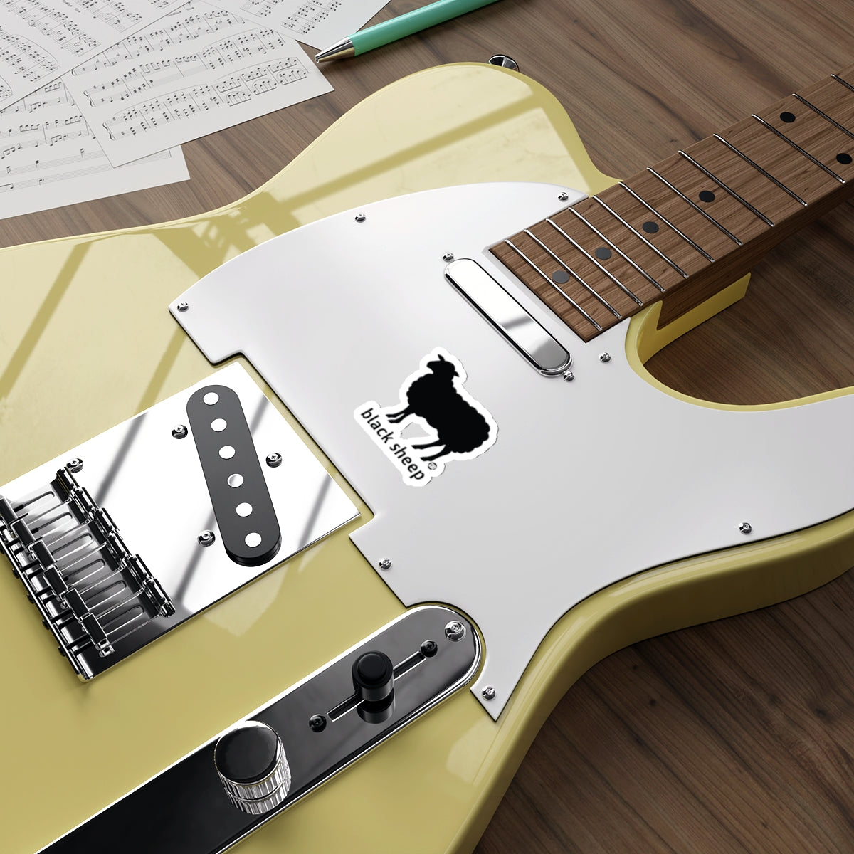 Electric Guitar with Black Sheep Decal Music Instrument
