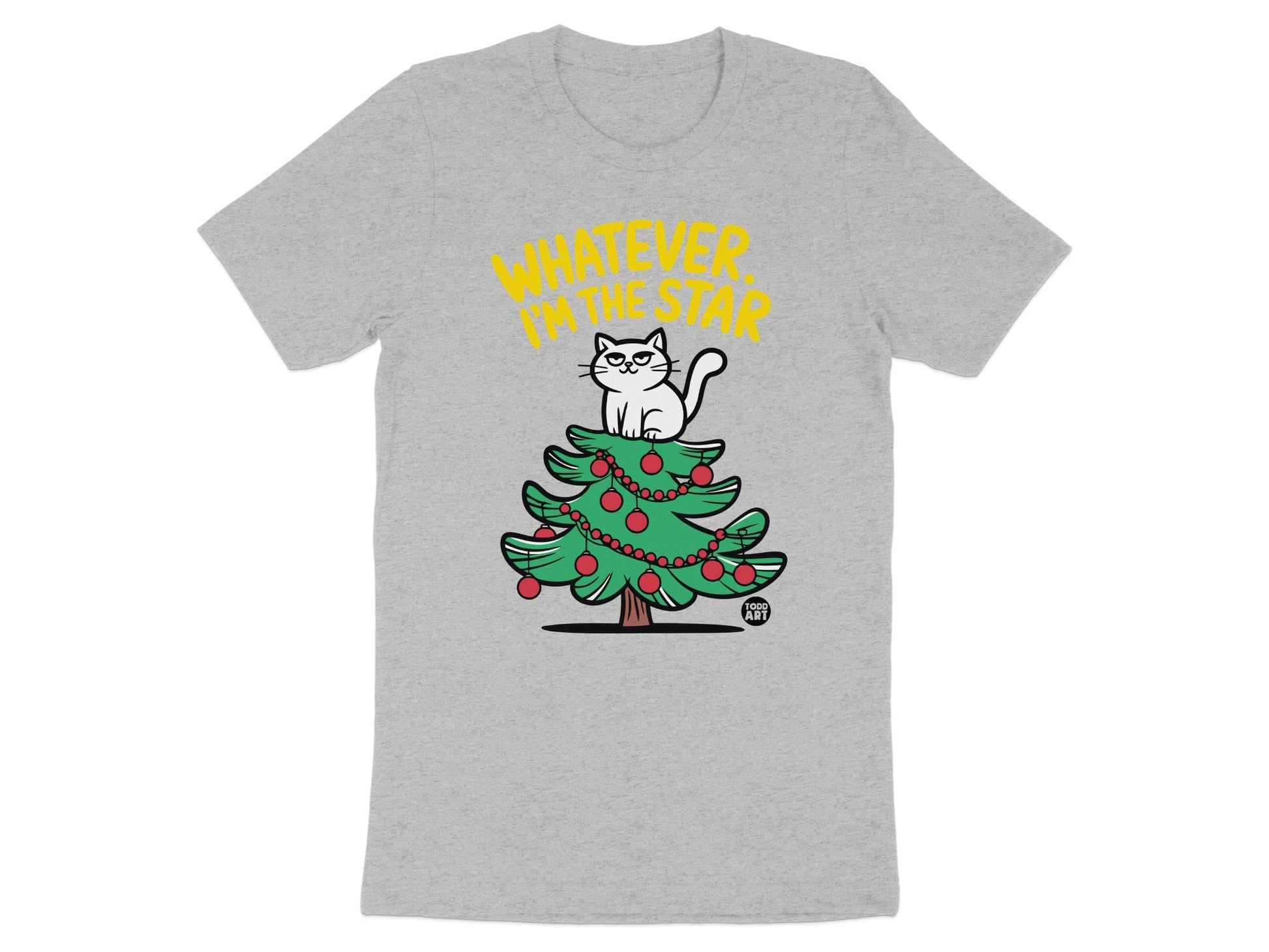 Funny Cat Christmas Tree Whatever I'm The Star T-shirt