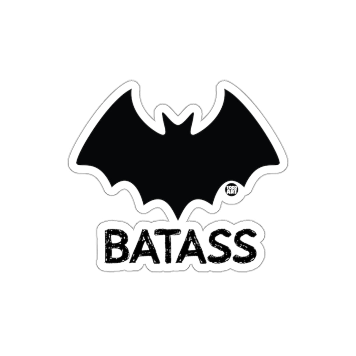 Bold Black Bat Silhouette Batass Sticker Fun Product
