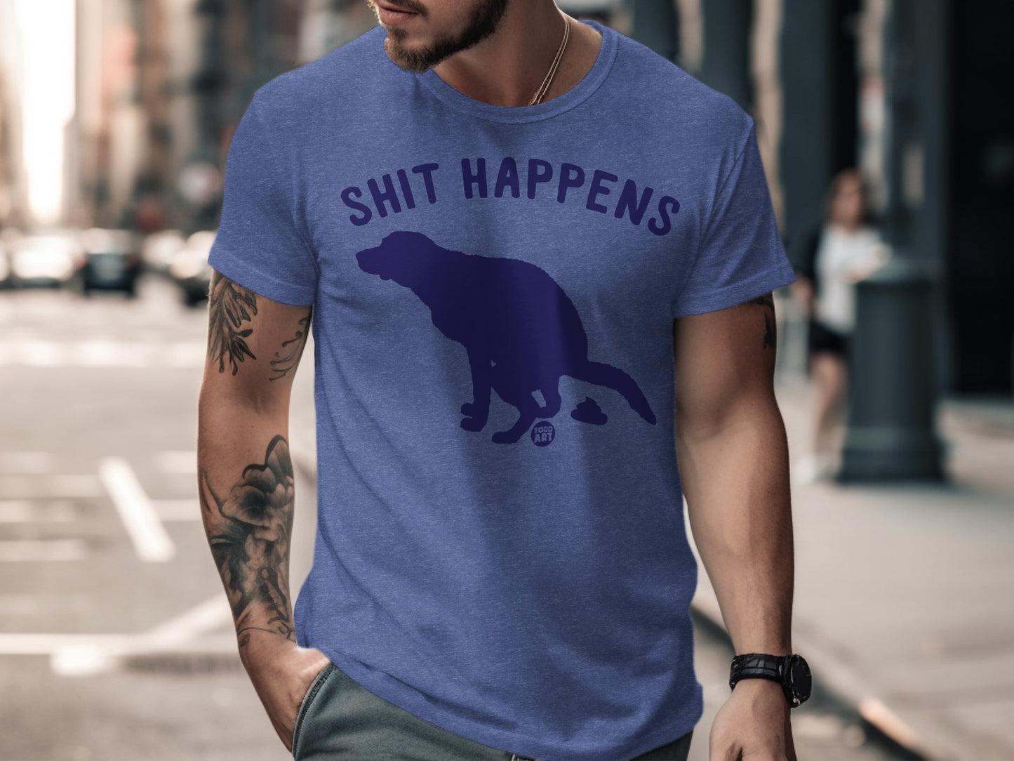 Shit Happens Dog Graphic Tee Shirt Casual Wear product