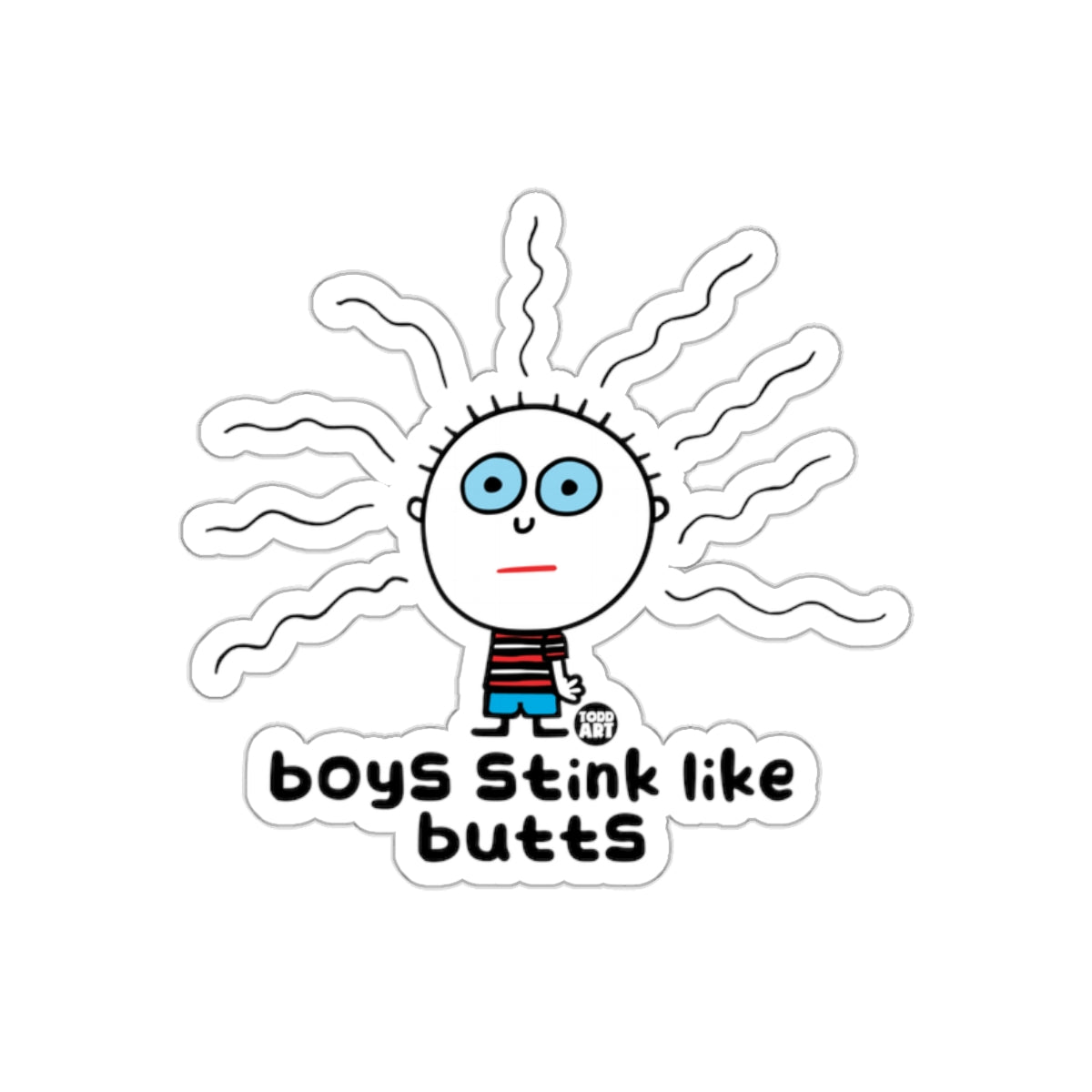 Boys Stink Like Butts Graphic Sticker Funny Art