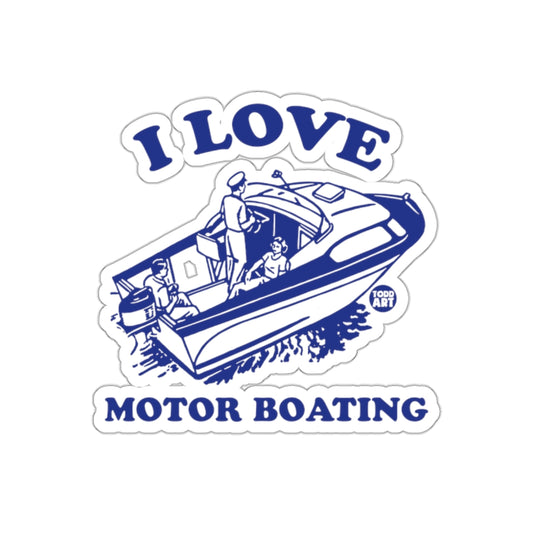 I Love Motor Boating Sticker with Fun Design