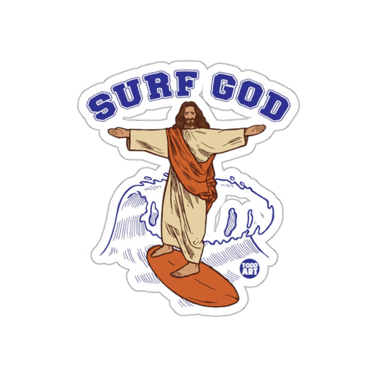 Surf God Jesus Sticker Riding the Waves Sticker