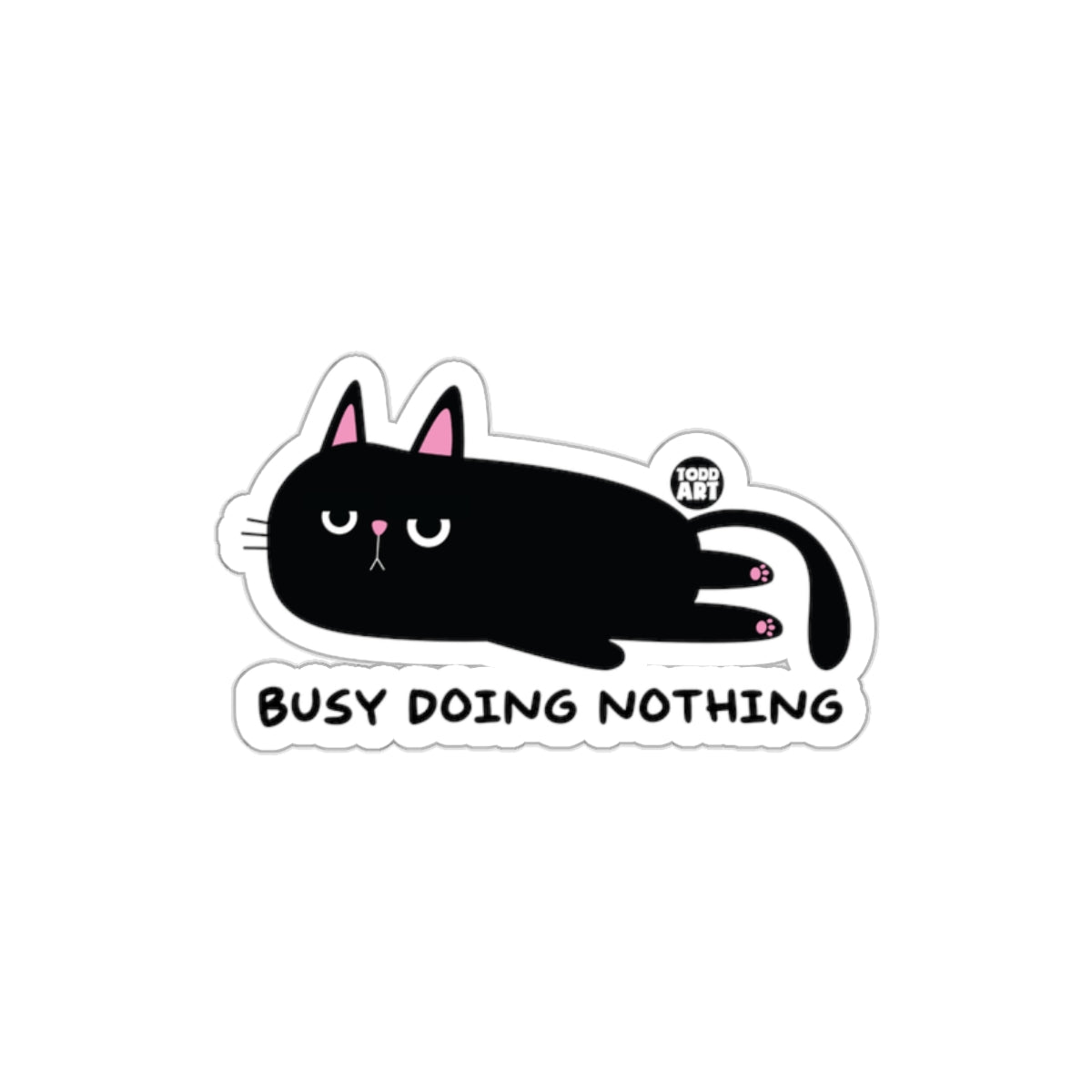 Busy Doing Nothing Black Cat Sticker for Cute Décor