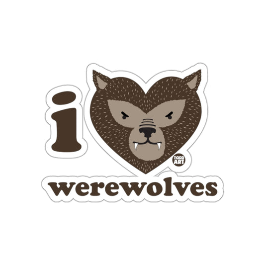 I Love Werewolves Heart Shaped Sticker for Fans