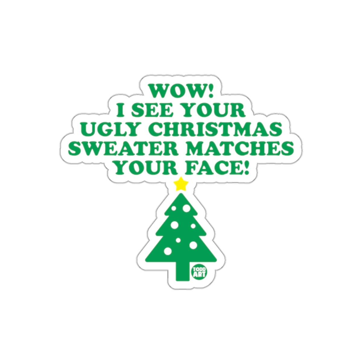 Wow Your Ugly Christmas Sweater Matches Your Face Sticker