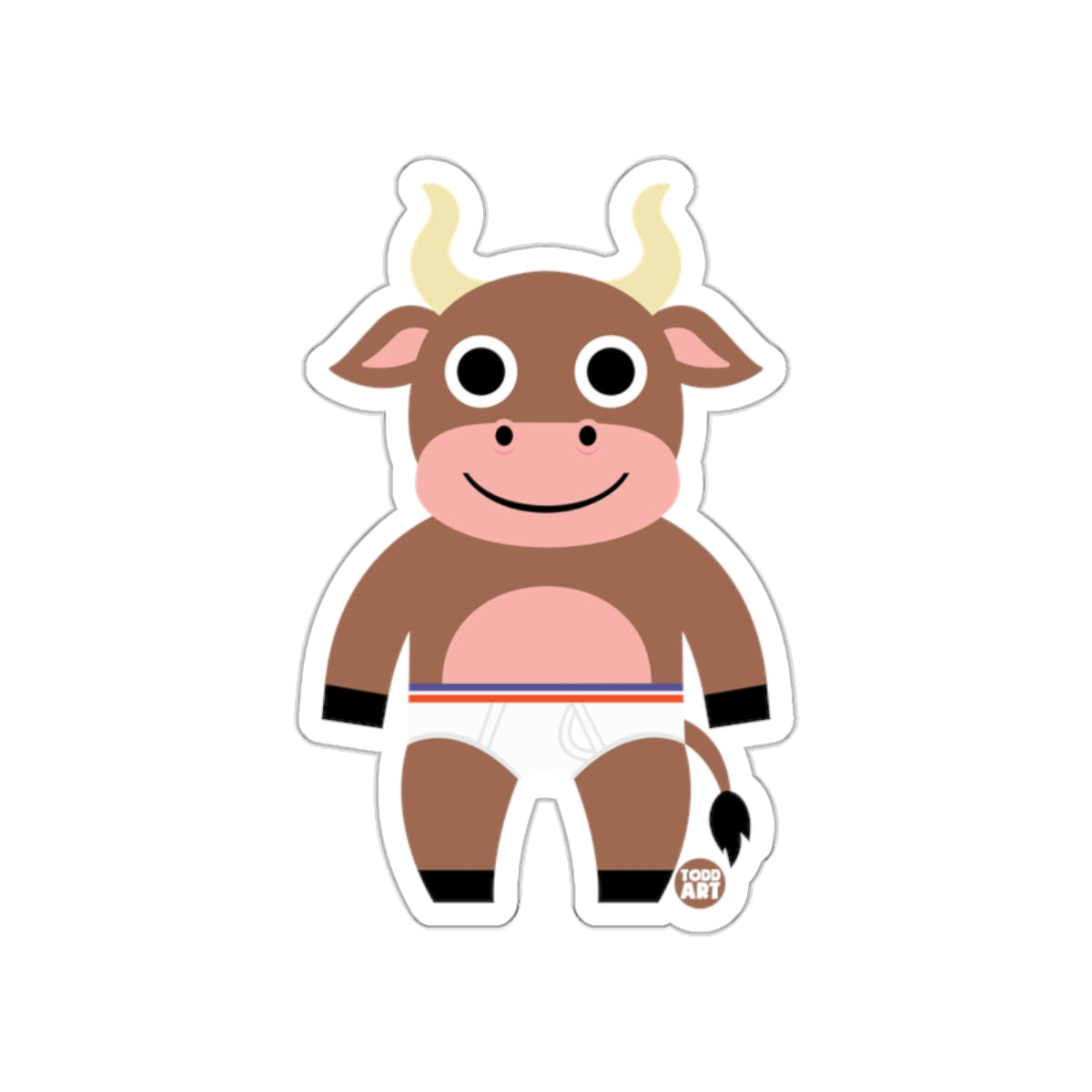 Cute Cartoon Bull Character Design Sticker