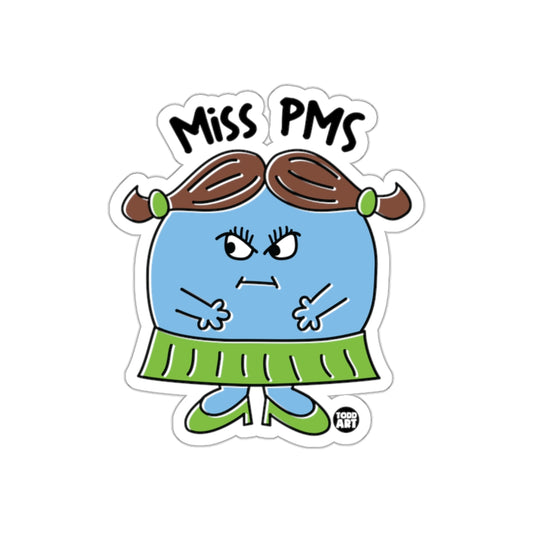 Miss PMS Character Funny Sticker for Laptops and Water Bottles