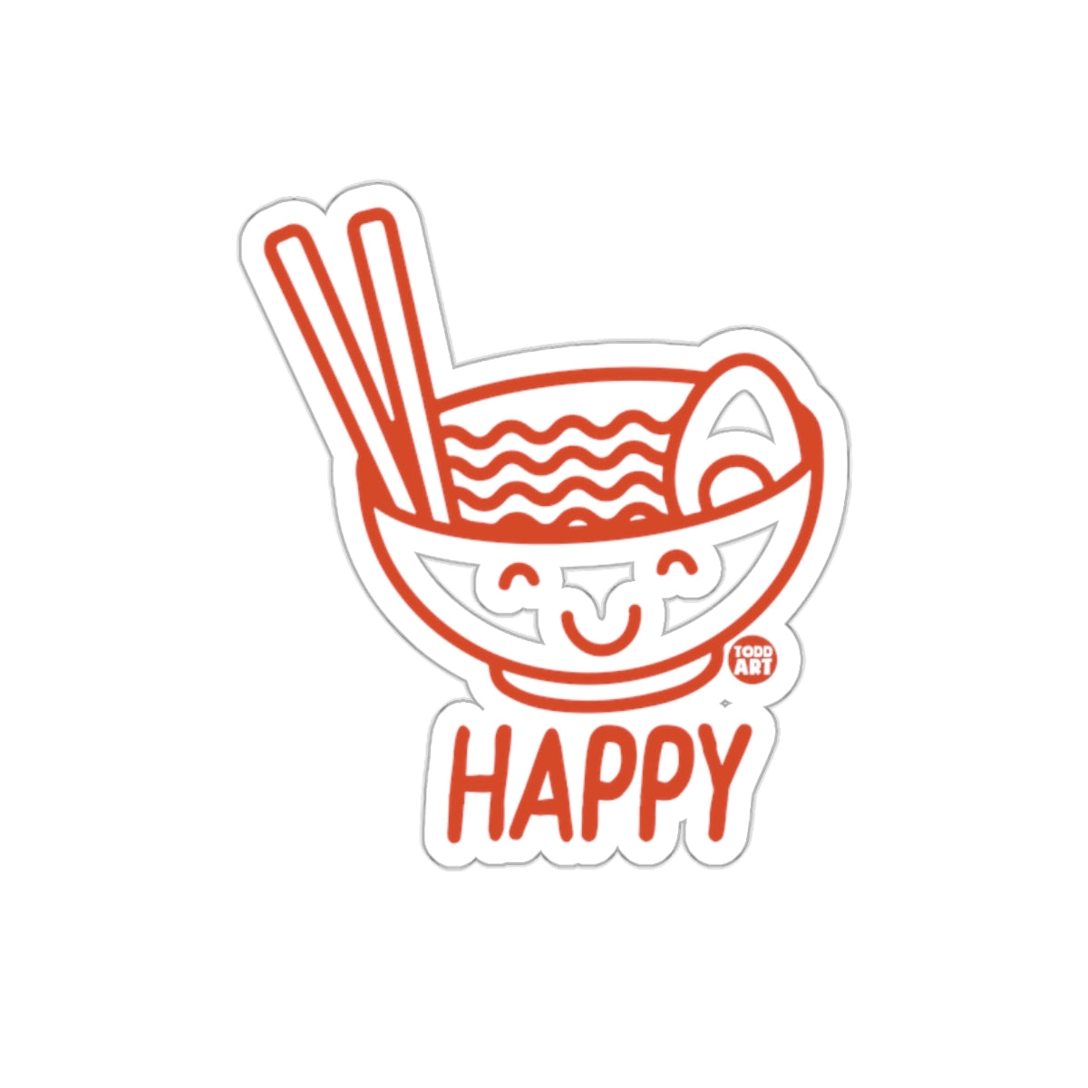 Happy Noodle Bowl Sticker with Cute Smiling Face