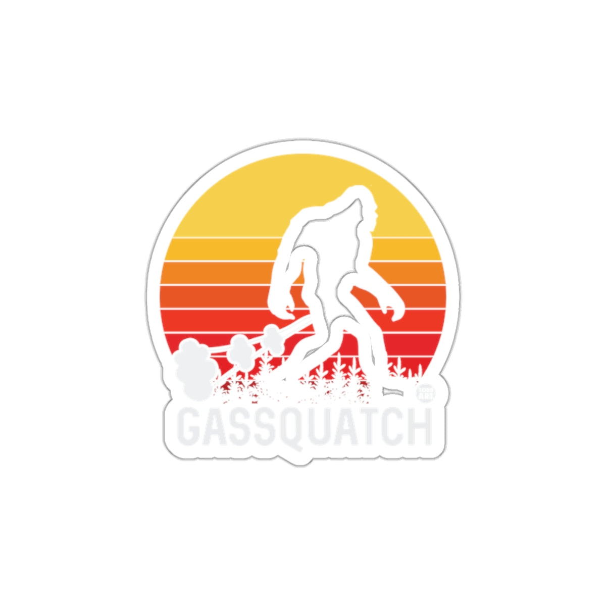 Funny Gassquatch Retro Sunset Bigfoot Sticker