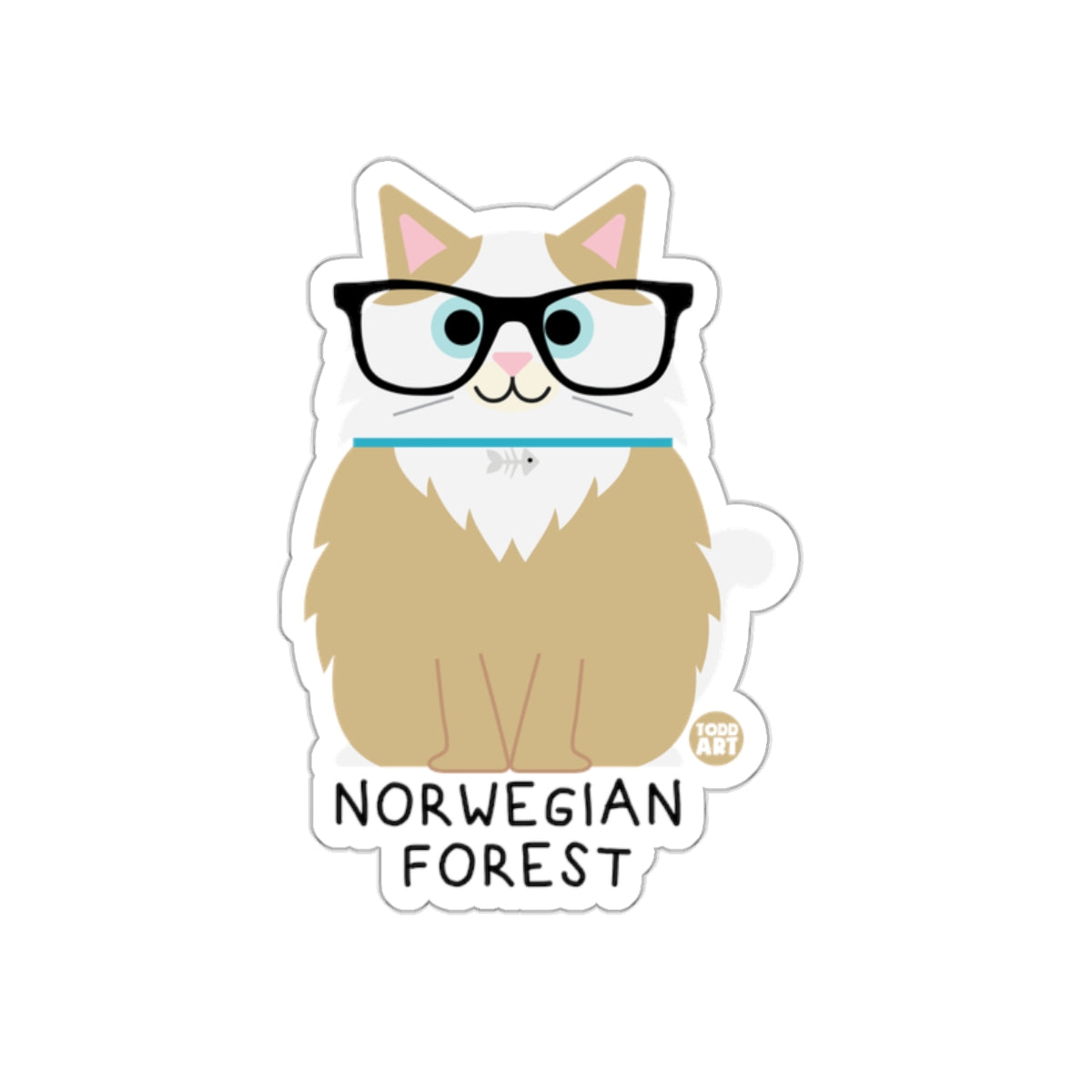 Cute Norwegian Forest Cat With Glasses Sticker