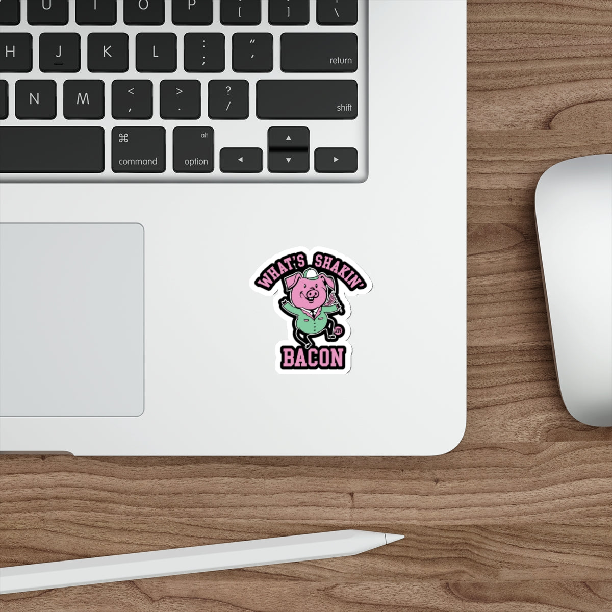 Funny Whats Shakin Bacon Pink Pig Graphic Sticker 