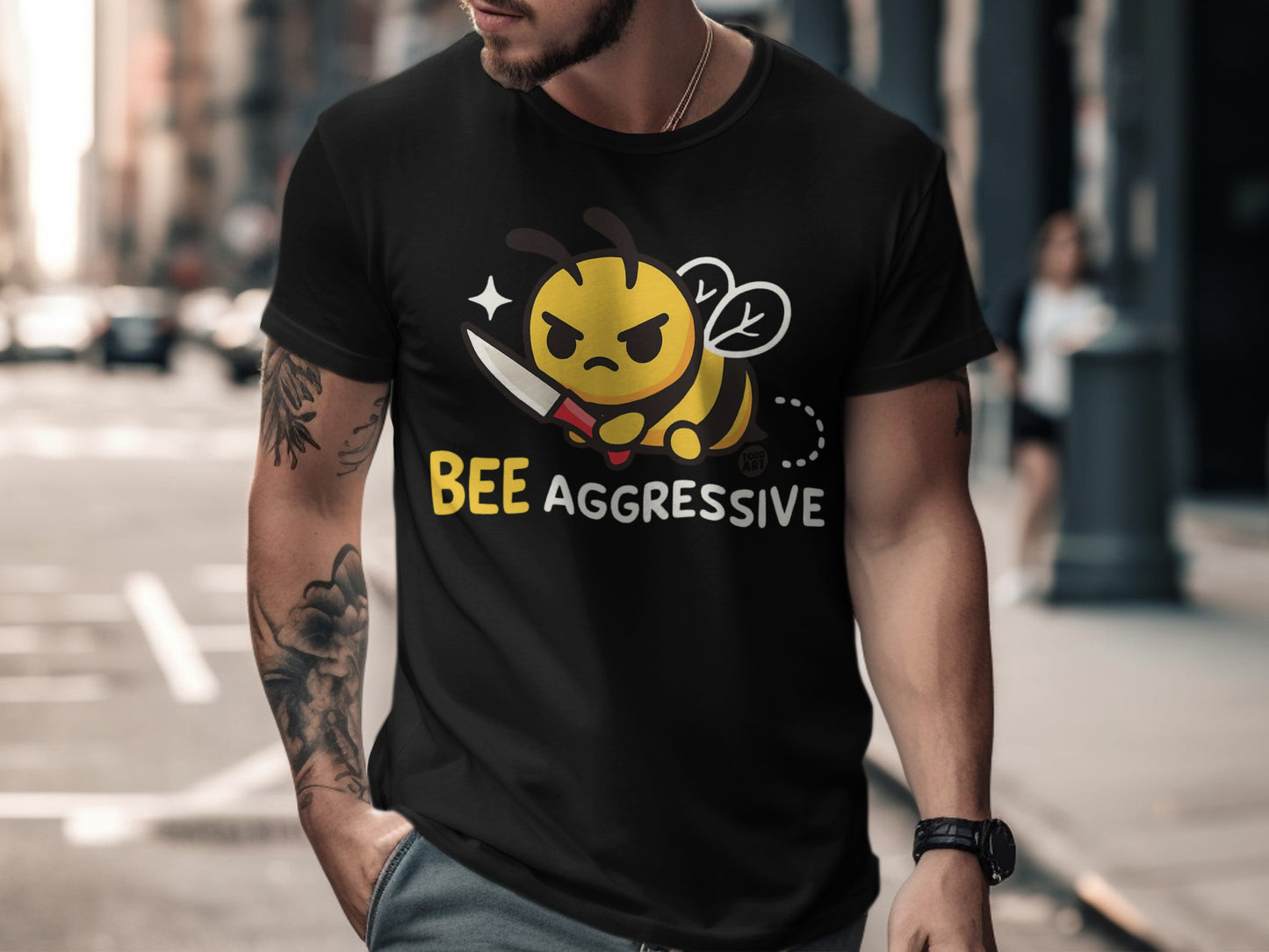 Bee Aggressive Graphic T-Shirt Funny Quote Shirt