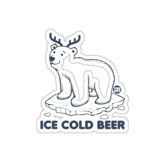 Ice Cold Beer Polar Bear Cartoon Sticker Design