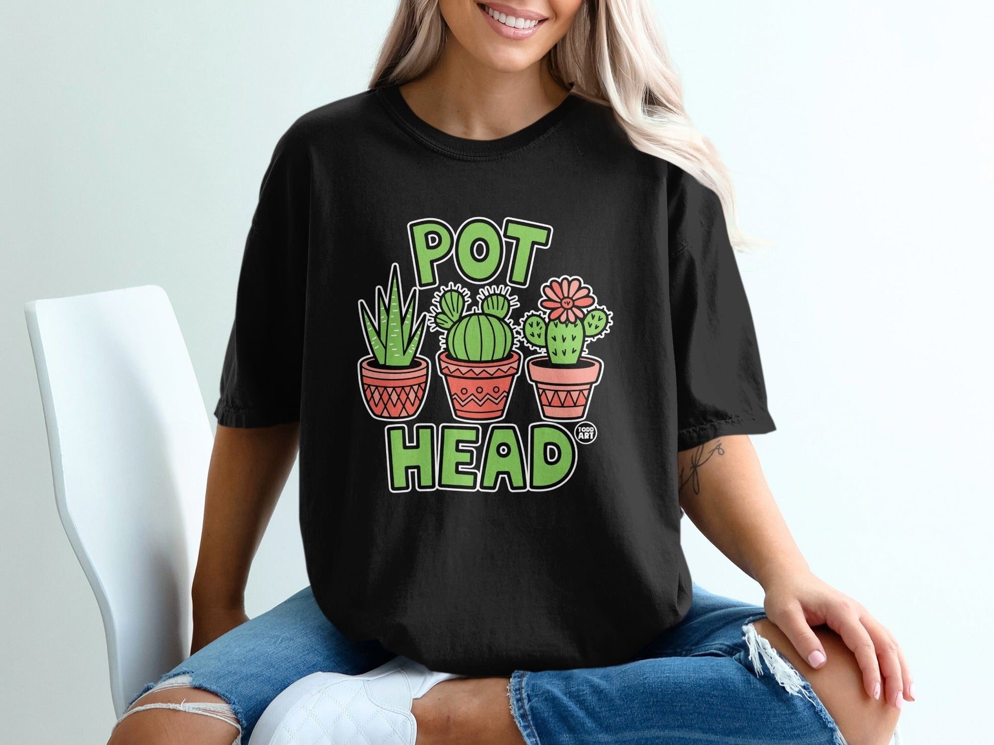 Pot Head Cactus Graphic Tee for Plant Lovers