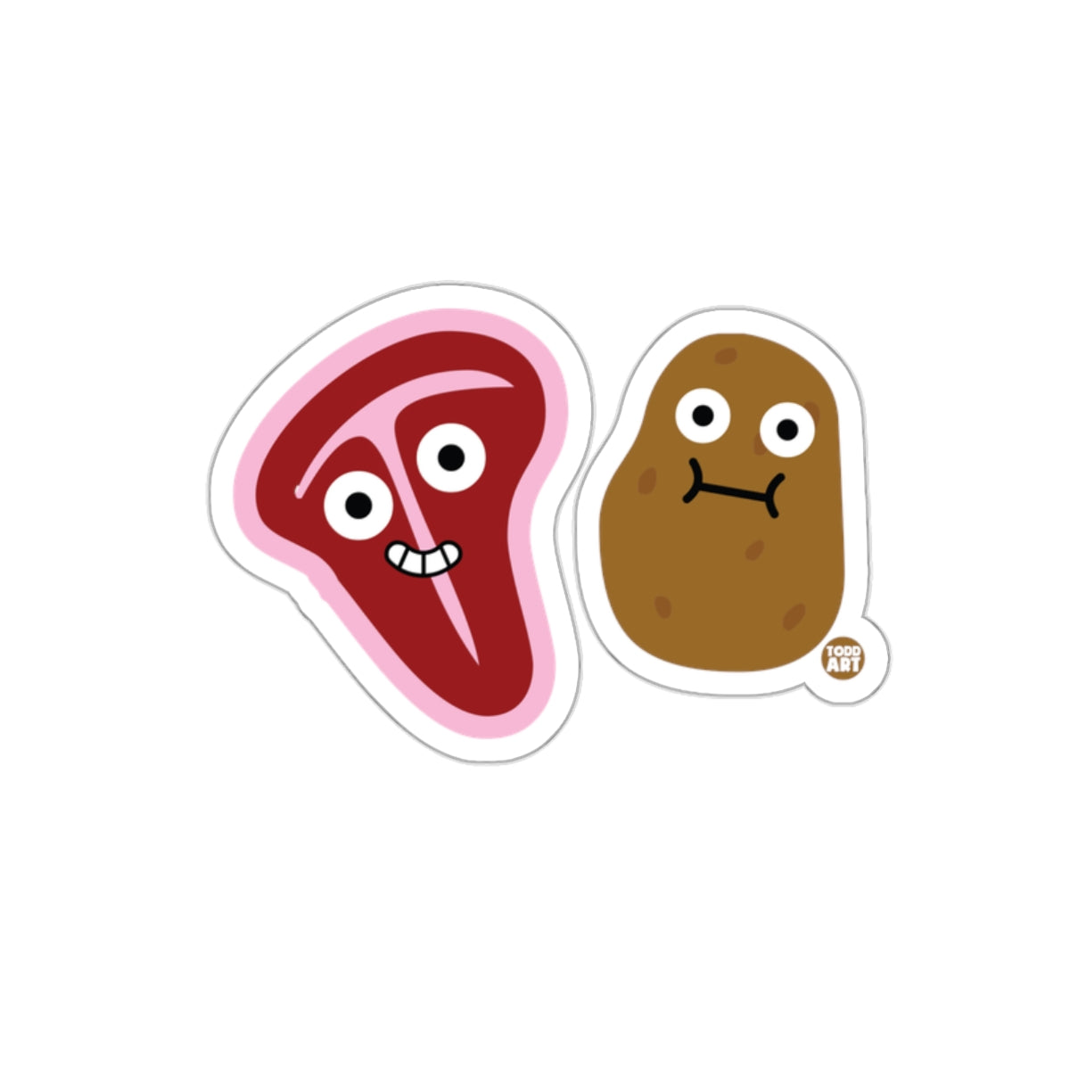 Funny Cartoon Steak and Potato Characters Sticker