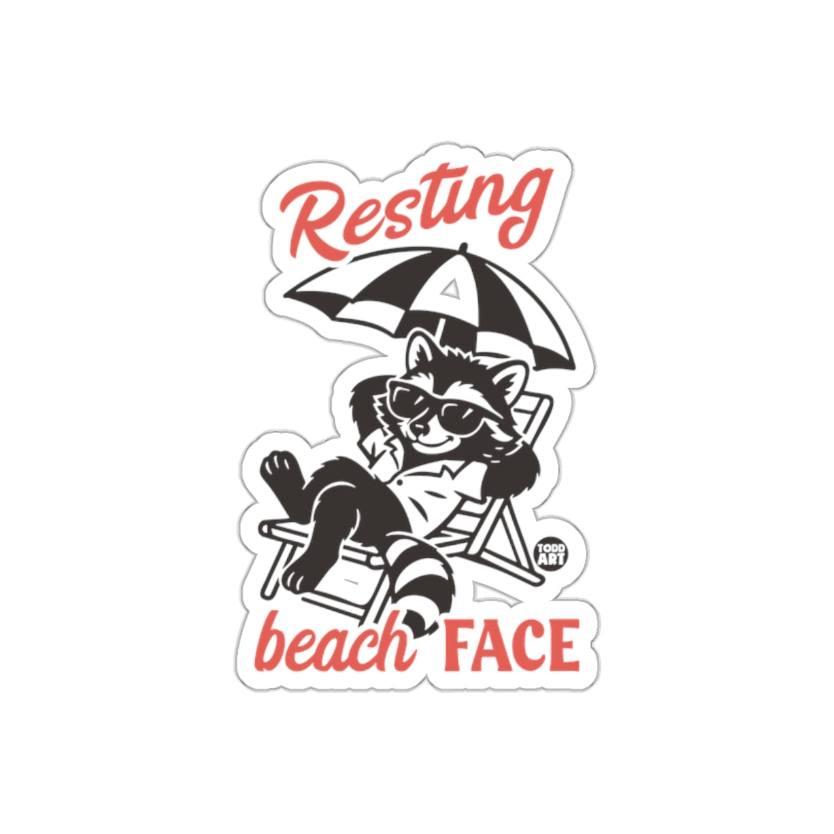 Resting Beach Face Cool Raccoon Graphic Funny sticker