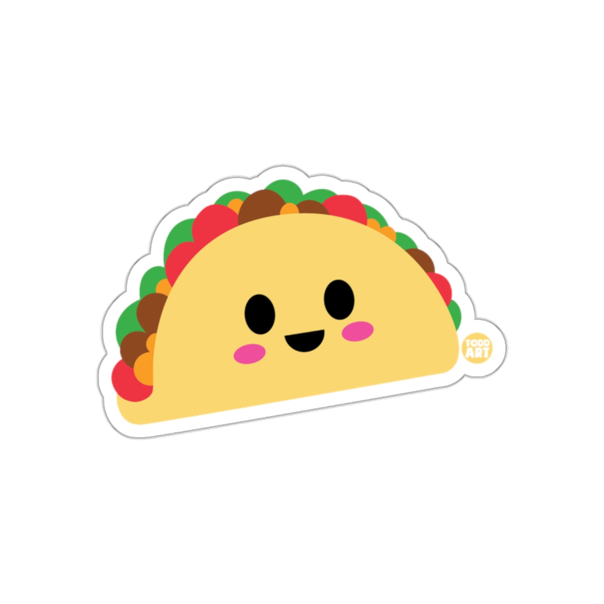 Adorable Happy Taco with Cute Face Sticker