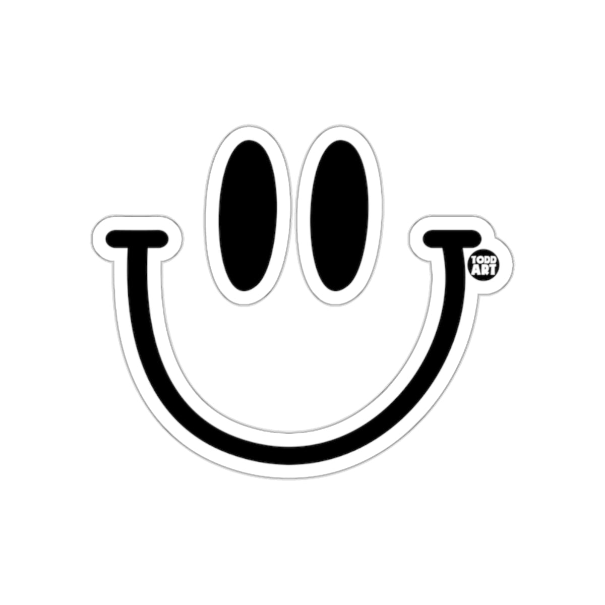 Black and White Smiley Face Artwork Sticker