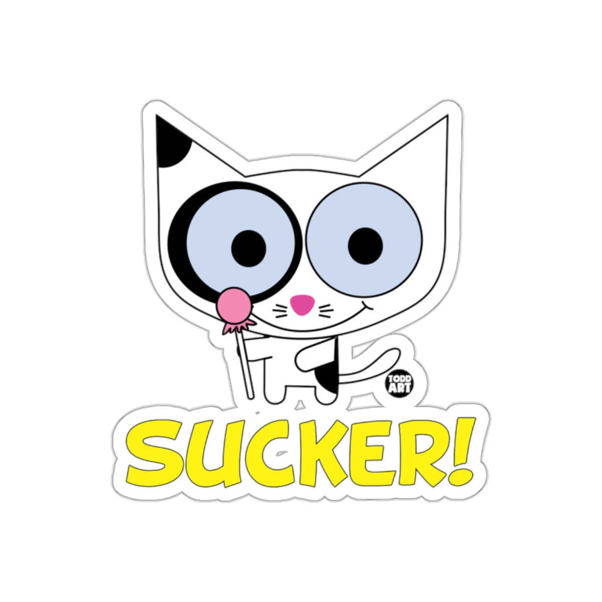 Cute Cartoon Cat with Lollipop Sucker! Sticker