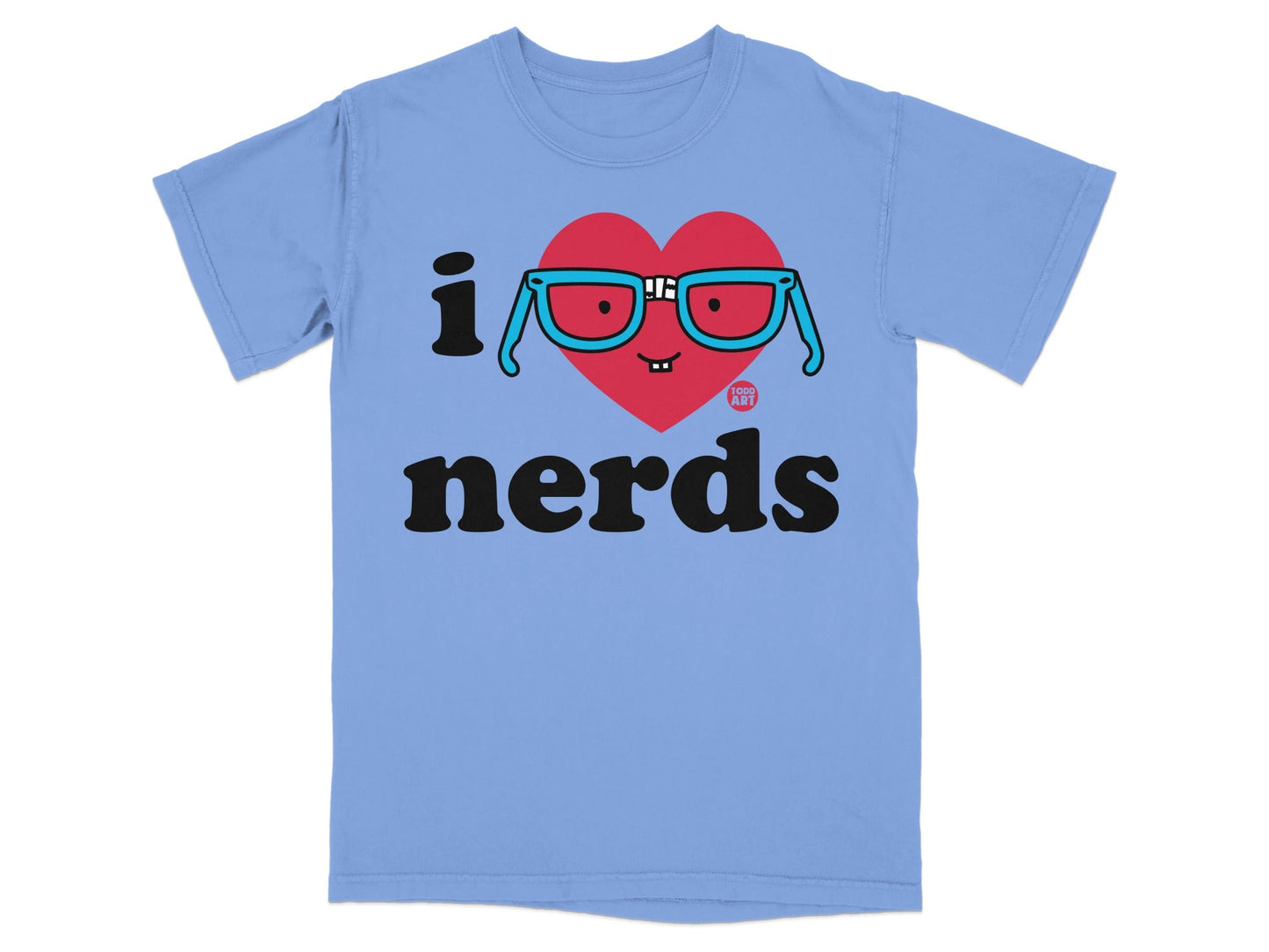 I Heart Nerds Graphic Printed Blue T-shirt for Geeks