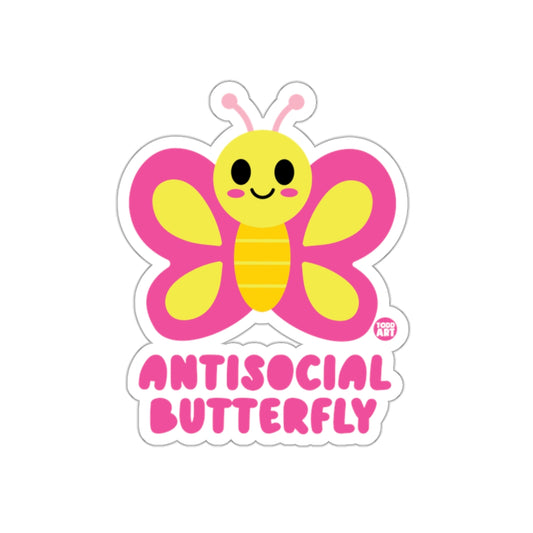 Antisocial Butterfly Sticker Colorful Fun Design