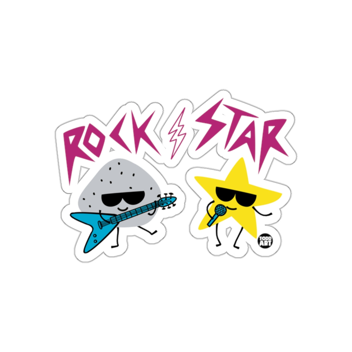 Rock Star Cartoon Rocking Out Art Stickers